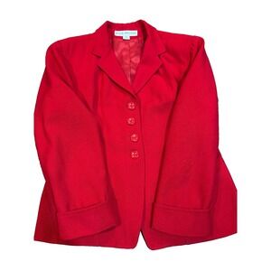 NWOT Evan Picone red pure virgin wool cuffed sleeves womens' sz 12 blazer Canada